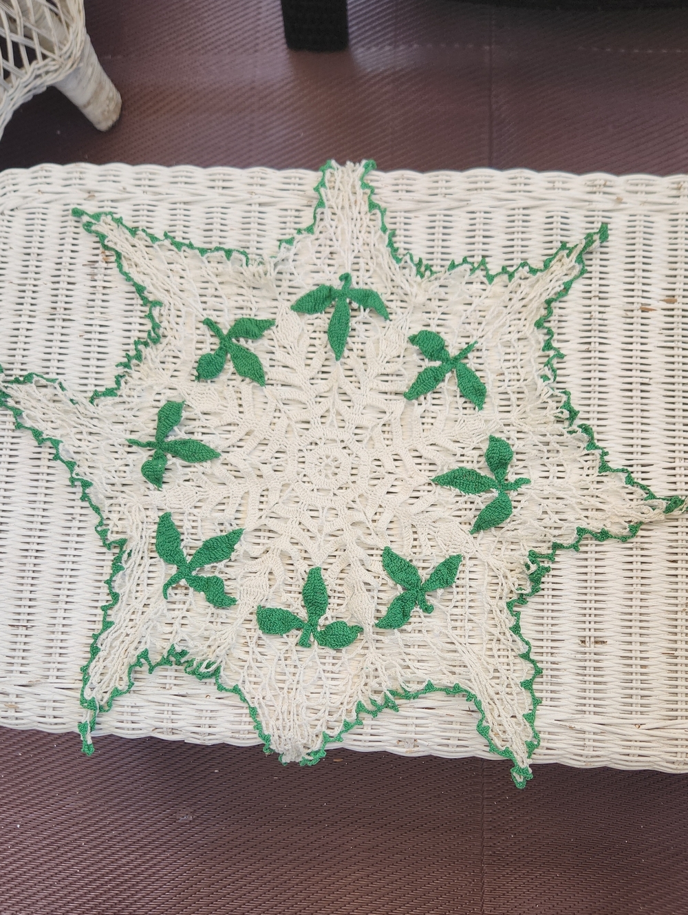 Handmade Crochet Star Doily With Leaves Large Size